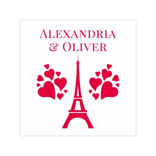 Eiffelturm hört den ersten Nachnamen oder ein Paar Permastempel (Design)
