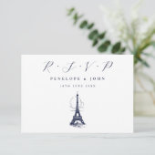 Eiffelturm Illustration Französisch Hochzeit RSVP Karte (Stehend Vorderseite)