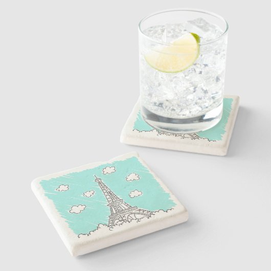 Eiffelturm Illustrationsstein Untersetzer (Seitenansicht)