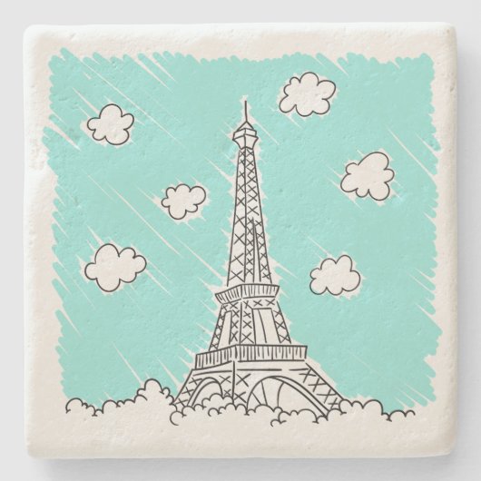 Eiffelturm Illustrationsstein Untersetzer (Vorderseite)