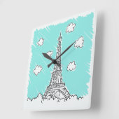 Eiffelturm-Illustrationswall Quadratische Wanduhr (Winkel)