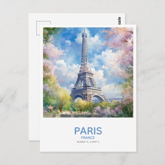 Eiffelturm im Frühling - Paris, Frankreich Postkarte (Vorne/Hinten)