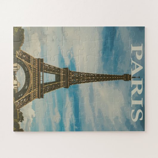 Eiffelturm im Postkartenstil in Paris Puzzle (Horizontal)