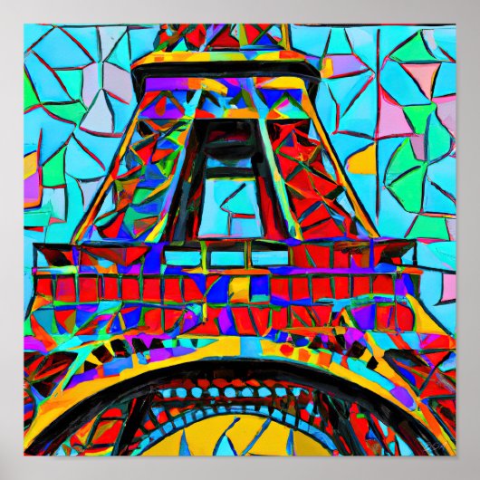 Eiffelturm im Stil von Robert Delaunay. Poster (Vorne)