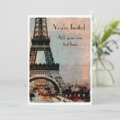 Eiffelturm im Vintagen Sunrise-Stil Einladung (Stehend Vorderseite)