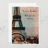 Eiffelturm im Vintagen Sunrise-Stil Einladung (Vorne/Hinten)