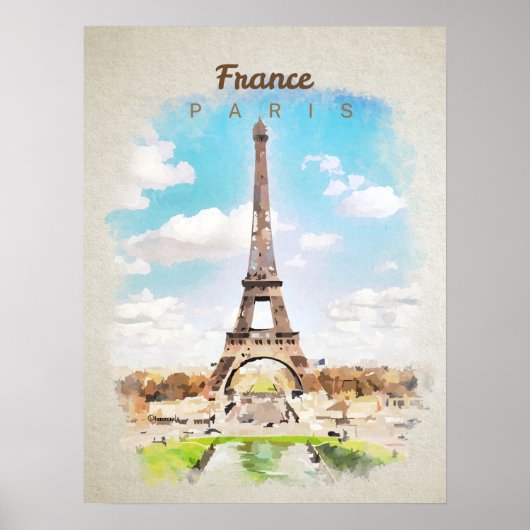 Eiffelturm in Aquarellfarbe Poster (Vorne)