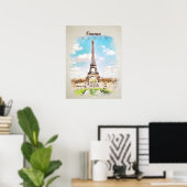 Eiffelturm in Aquarellfarbe Poster (Heimbüro)