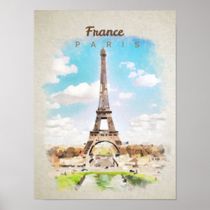 Eiffelturm in Aquarellfarbe Poster
