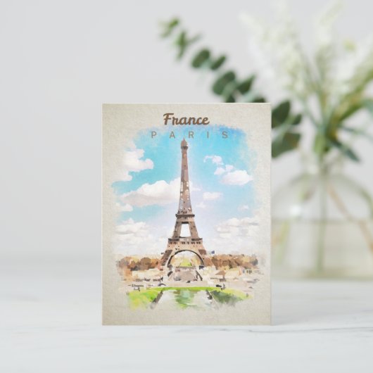 Eiffelturm in Aquarellfarben Postkarte (Stehend Vorderseite)