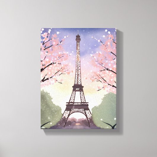 Eiffelturm in Bloom | Paris France Watercolor Leinwanddruck (Vorderseite)