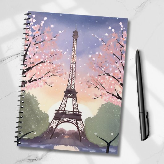 Eiffelturm in Bloom | Paris France Watercolor Notizblock