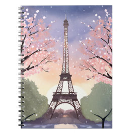 Eiffelturm in Bloom | Paris France Watercolor Notizblock