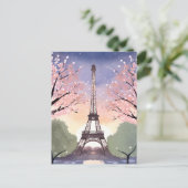 Eiffelturm in Bloom | Paris France Watercolor Postkarte (Stehend Vorderseite)