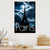 Eiffelturm in Blue Paris Night Poster (Küche)