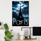 Eiffelturm in Blue Paris Night Poster (Heimbüro)