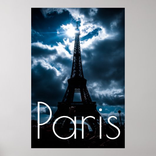 Eiffelturm in Blue Paris Night Poster (Vorne)