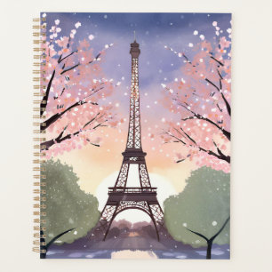 Eiffelturm in Blüte   Paris Frankreich Aquarell Planer
