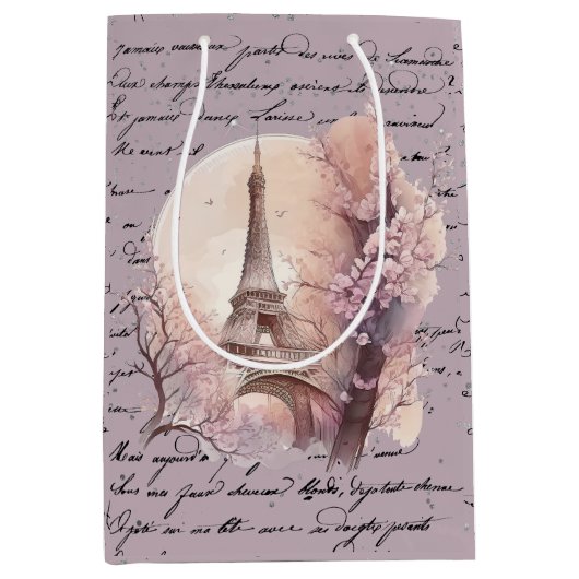 Eiffelturm in der Frühjahrsgeschenktasche Mittlere Geschenktüte (Vorderseite)