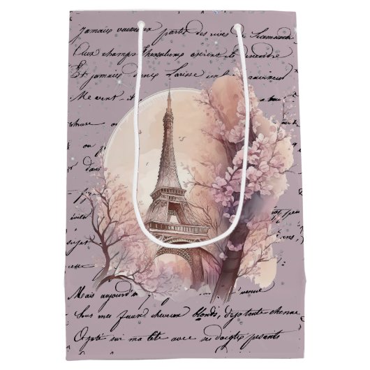 Eiffelturm in der Frühjahrsgeschenktasche Mittlere Geschenktüte (Rückseite)