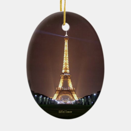 Eiffelturm in der Nacht Keramik Ornament (Hinten)