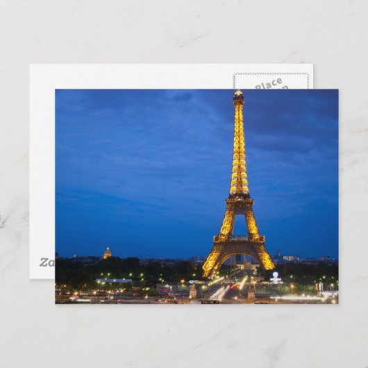 Eiffelturm in der Nacht Postkarte (Vorne/Hinten)