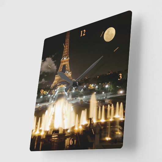 Eiffelturm in der Nacht Quadratische Wanduhr (Winkel)