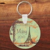 Eiffelturm in grüner Schlüsselkette Schlüsselanhänger (Vorderseite)