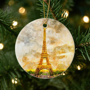 Eiffelturm in Paris bei Sonnenuntergang Nr. 1 Keramik Ornament