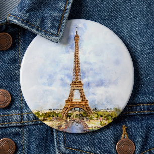 Eiffelturm in Paris bei Sonnenuntergang Nr. 2 Button