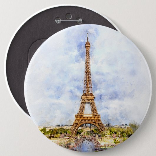 Eiffelturm in Paris bei Sonnenuntergang Nr. 2 Button (Vorne & Hinten)
