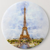 Eiffelturm in Paris bei Sonnenuntergang Nr. 2 Button (Vorderseite)