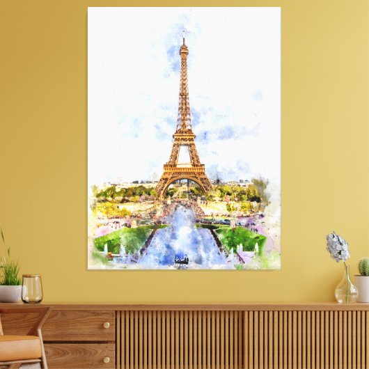 Eiffelturm in Paris bei Sonnenuntergang Nr. 2 Leinwanddruck (Insitu (Wohnzimmer))