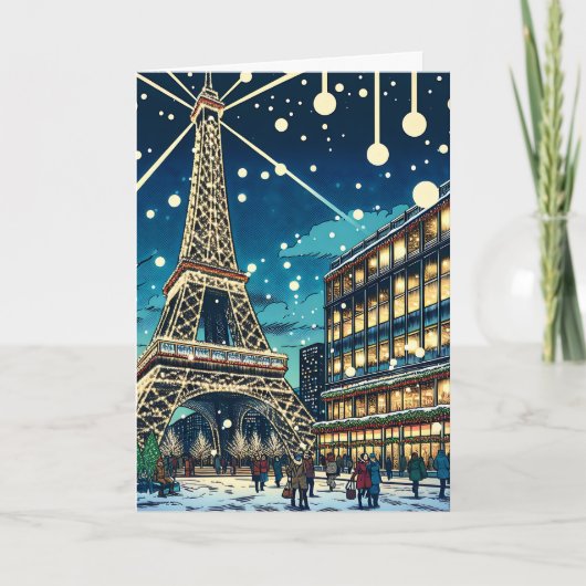 Eiffelturm in Paris, Frankreich zu Weihnachten Karte (Vorderseite)
