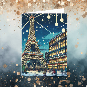 Eiffelturm in Paris, Frankreich zu Weihnachten Karte