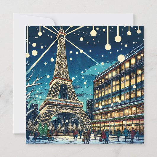 Eiffelturm in Paris, Frankreich zu Weihnachten Karte (Vorderseite)