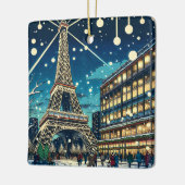 Eiffelturm in Paris, Frankreich zu Weihnachten Keramikornament (Links)