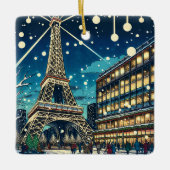 Eiffelturm in Paris, Frankreich zu Weihnachten Keramikornament (Vorderseite)
