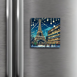 Eiffelturm in Paris, Frankreich zu Weihnachten Magnet