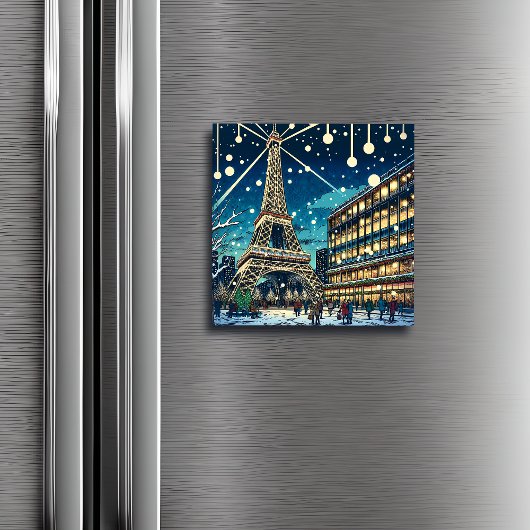 Eiffelturm in Paris, Frankreich zu Weihnachten Magnet