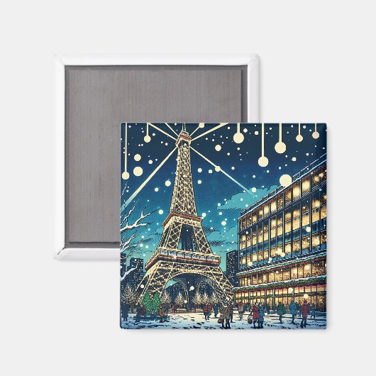 Eiffelturm in Paris, Frankreich zu Weihnachten Magnet (Vorderseite/Rückseite)