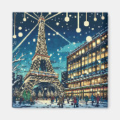 Eiffelturm in Paris, Frankreich zu Weihnachten Magnet (Vorne)