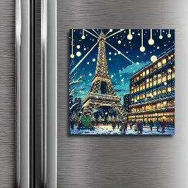 Eiffelturm in Paris, Frankreich zu Weihnachten Magnetkarte