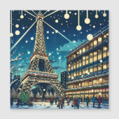 Eiffelturm in Paris, Frankreich zu Weihnachten Magnetkarte (Vorderseite)