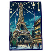 Eiffelturm in Paris, Frankreich zu Weihnachten Mittlere Geschenktüte (Vorderseite)