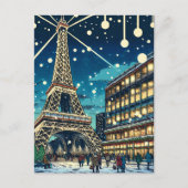 Eiffelturm in Paris, Frankreich zu Weihnachten Postkarte (Vorderseite)