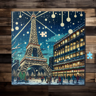 Eiffelturm in Paris, Frankreich zu Weihnachten Puzzle