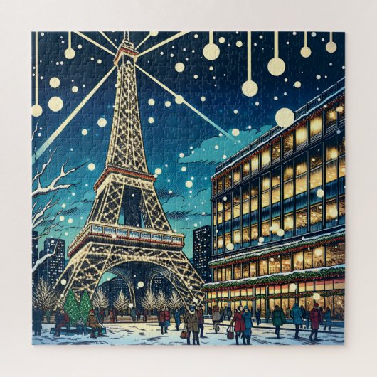 Eiffelturm in Paris, Frankreich zu Weihnachten Puzzle (Vertikal)