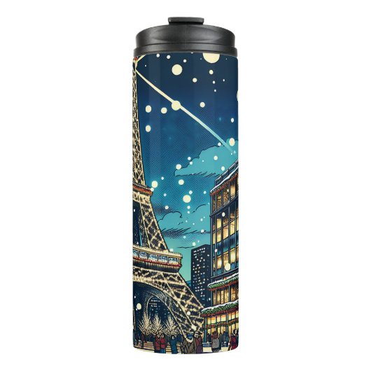 Eiffelturm in Paris, Frankreich zu Weihnachten Thermosbecher (Vorderseite)
