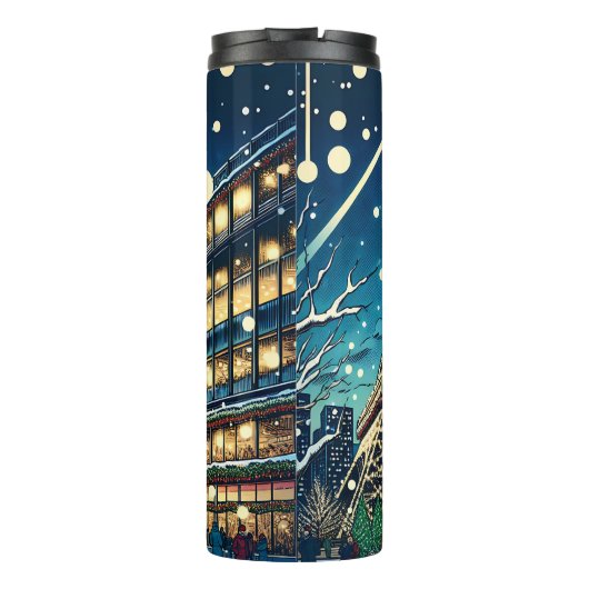 Eiffelturm in Paris, Frankreich zu Weihnachten Thermosbecher (Rückseite)